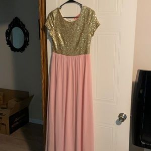 Pink and Gold Prom Dress